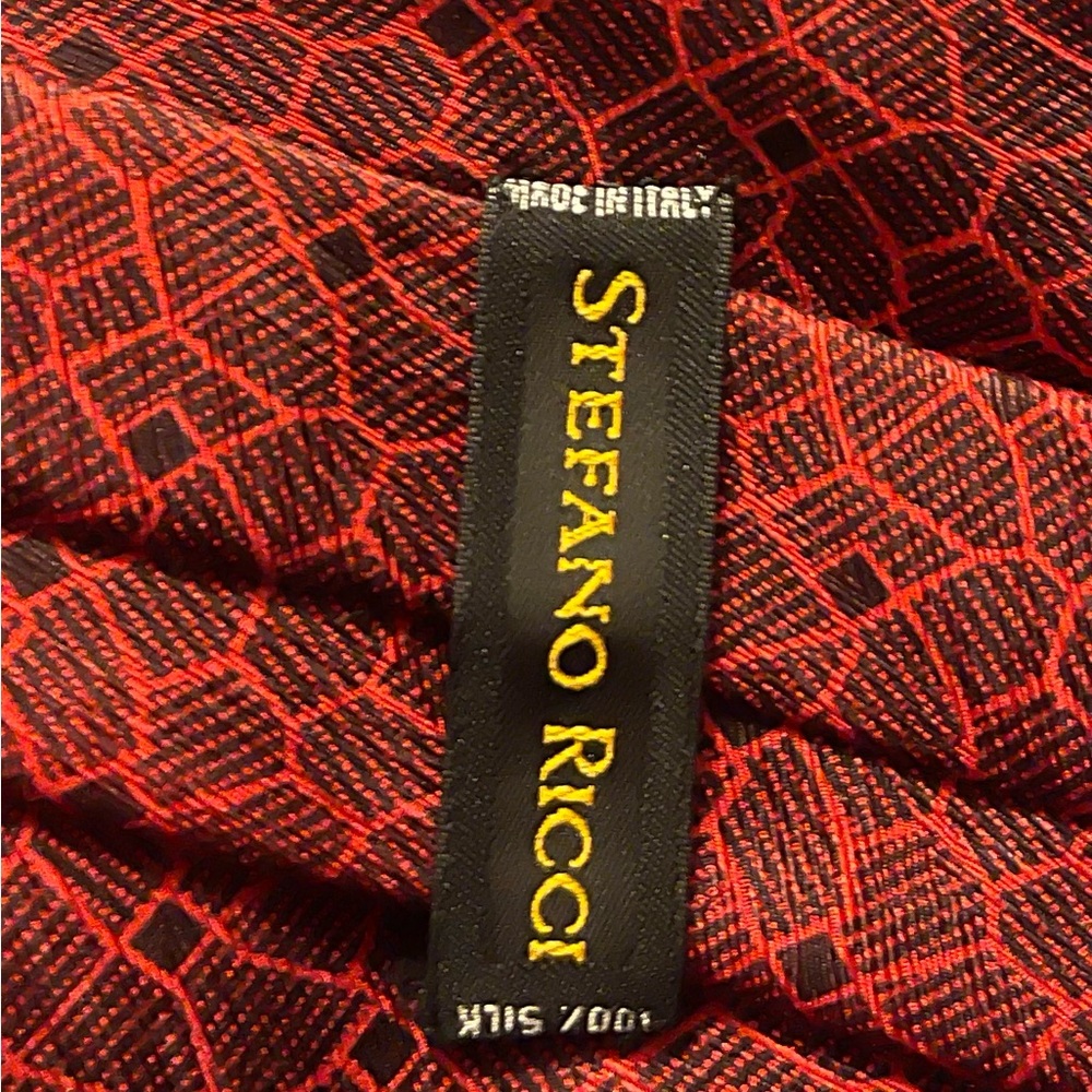 Stefano Ricci Red Patterned Silk Tie - Picture 4 of 4